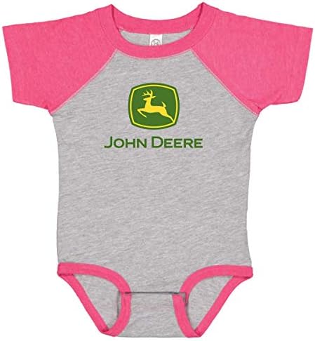 Цельнокроеное Боди-raglan с логото на John Deere за малки момичета-Оксфорд/Светло Розов-6 м