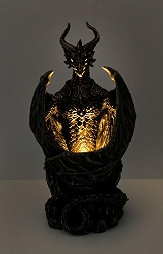 Статуи от Смола Пазител на Светлина Бронирана Дракон Led нощна светлина Статуя 10 Инча 5x9,5x4,25 Инча Бронз