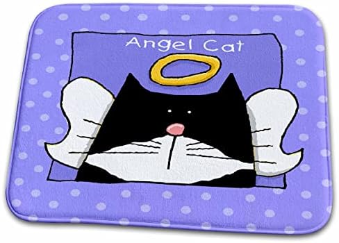 3dRose Angel Tuxedo Cat Сладки Мультяшные Подложки за сушене на чинии в памет на загуба на домашни любимци (ddm-36666-1)